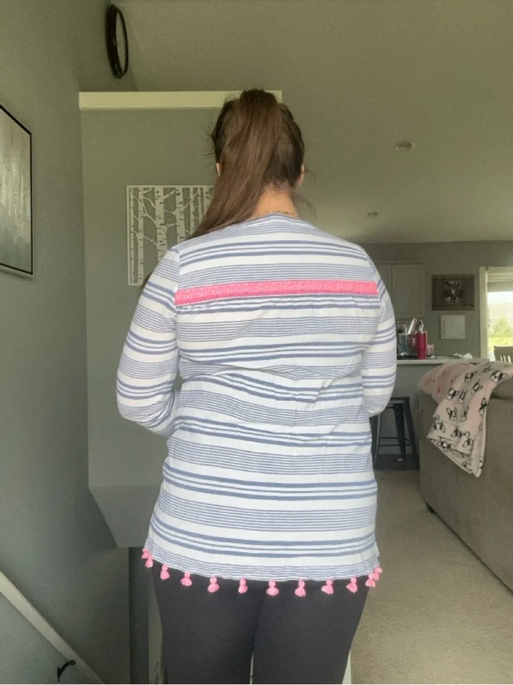 Vineyard Vines | Bungalow Stripe Tunic Top Tassels Embroidered | Size Large